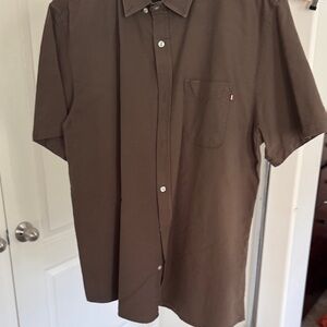Cotton On Men's Brown Short-Sleeve Button-Down Shirt